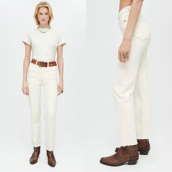 NWT RE/DONE 70s Stove Pipe Straight leg jeans in White - Picture 1 of 9